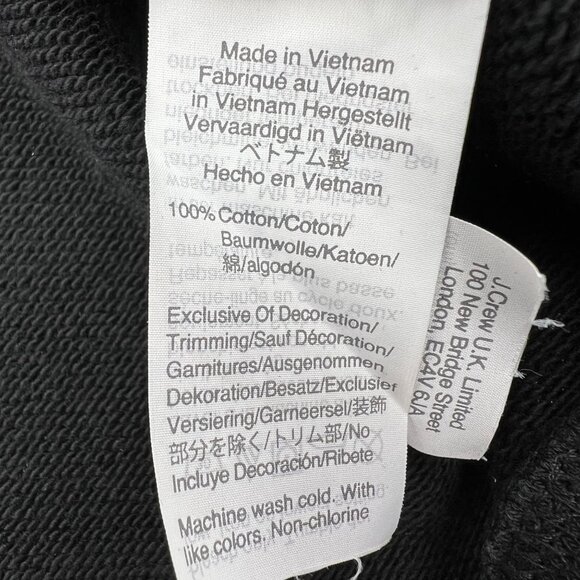 J.Crew Black Sweatshirt With Leopard Trim Crewneck Cotton Womens Size L - Picture 4 of 8